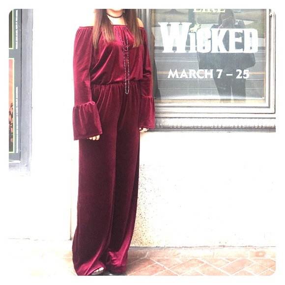 Pants - Velvet wine colored jumpsuit